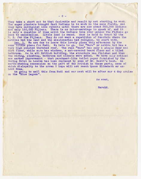 Image: correspondence: Harold M. Bixby, family circular letter