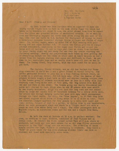 Image: correspondence: Harold M. Bixby, family circular letter