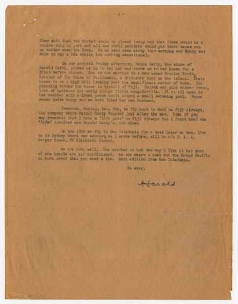Image: correspondence: Harold M. Bixby, family circular letter