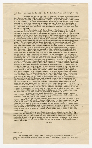 Image: correspondence: Harold M. Bixby to A.O. [Wilson]