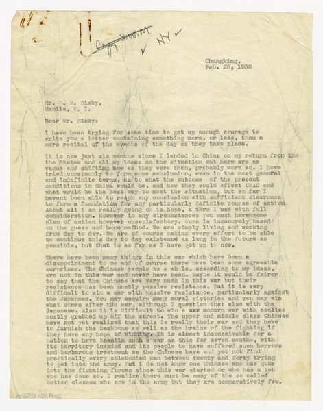 Image: correspondence: William L. Bond to Harold M. Bixby