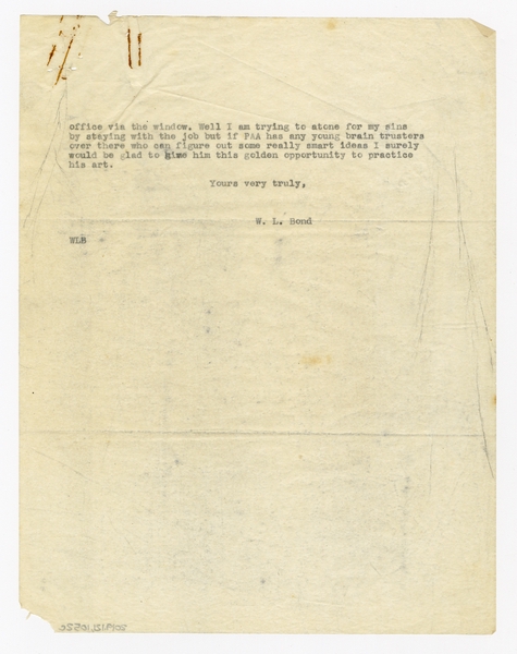 Image: correspondence: William L. Bond to Harold M. Bixby