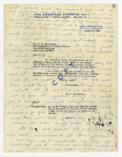 Image: correspondence: Harold M. Bixby to unknown recipient