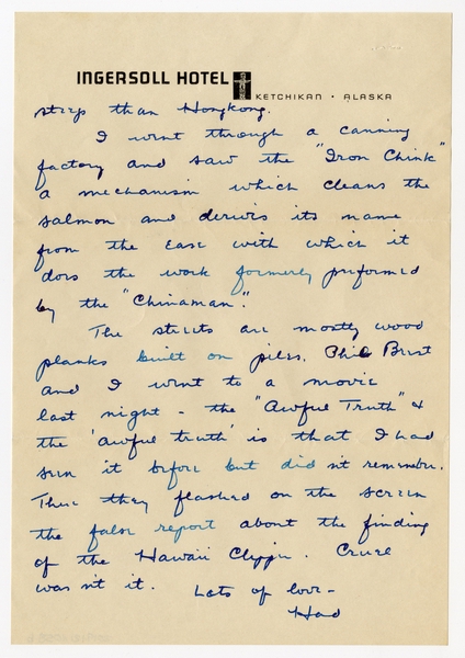 Image: correspondence: Harold M. Bixby to Debby Bixby