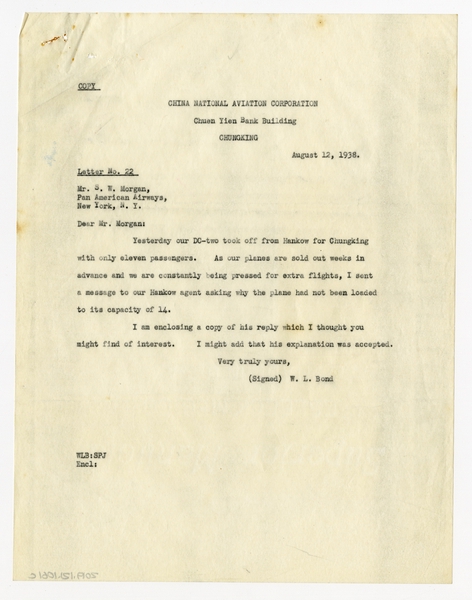 Image: correspondence: Tom Reynolds to Harold M. Bixby