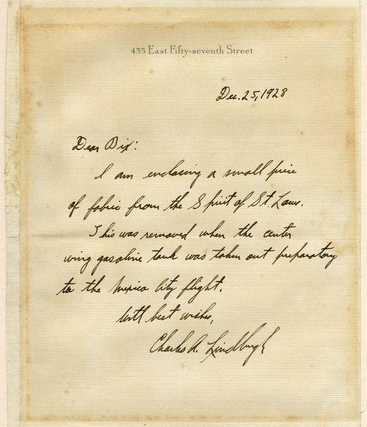 Image: correspondence: Charles A. Lindbergh to Harold M. Bixby