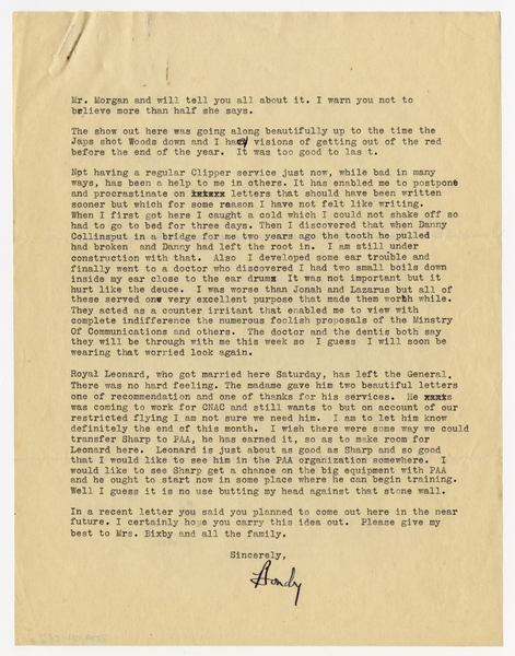Image: correspondence: William L. Bond to Harold M. Bixby