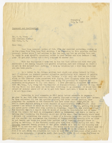 Image: correspondence: William L. Bond to Harold M. Bixby