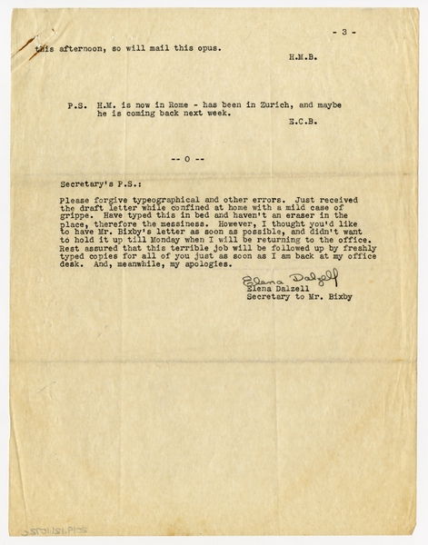 Image: correspondence: Harold M. Bixby, family circular letter