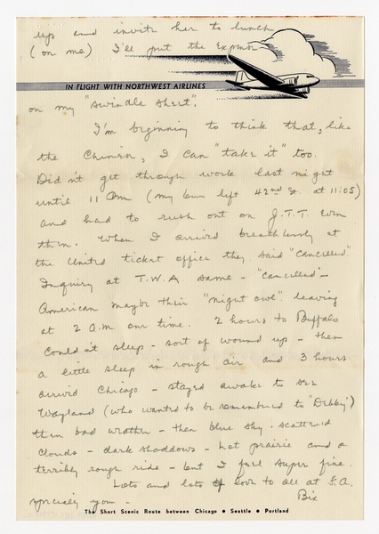Image: correspondence: Harold M. Bixby to Debby Bixby