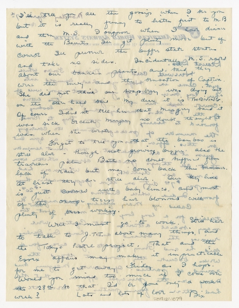 Image: correspondence: Harold M. Bixby to Debby Bixby