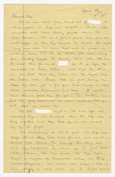 Image: correspondence: Harold M. Bixby to Debby Bixby