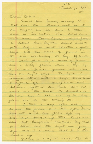 Image: correspondence: Harold M. Bixby to Debby Bixby
