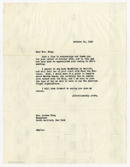 Image: correspondence: Harold M. Bixby to Mrs. Louisa King