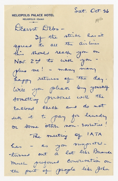 Image: correspondence: Harold M. Bixby to Debby Bixby