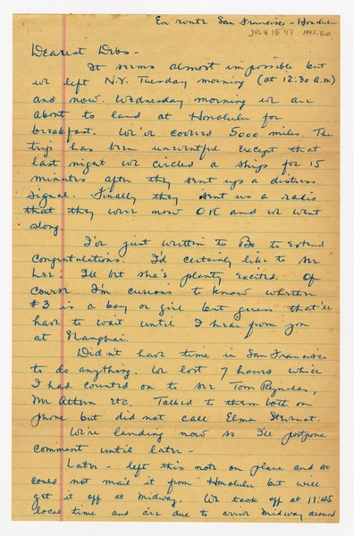 Image: correspondence: Harold M. Bixby to Debby Bixby