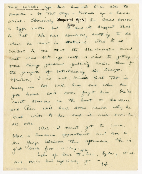 Image: correspondence: Harold M. Bixby to Debby Bixby