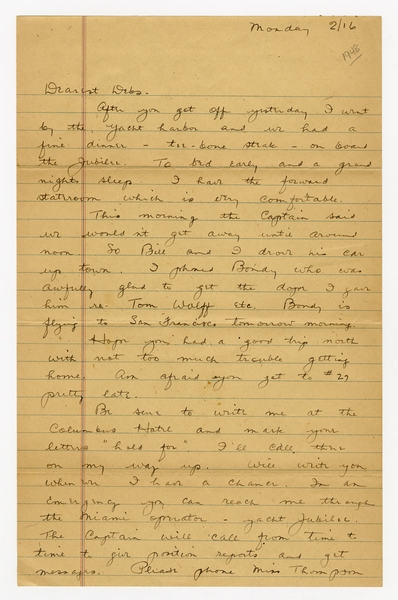 Image: correspondence: Harold M. Bixby to Debby Bixby