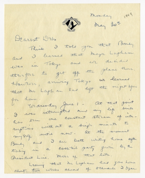 Image: correspondence: Harold M. Bixby to Debby Bixby