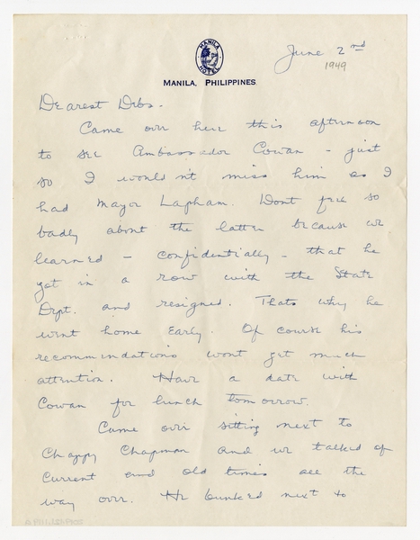 Image: correspondence: Harold M. Bixby to Debby Bixby