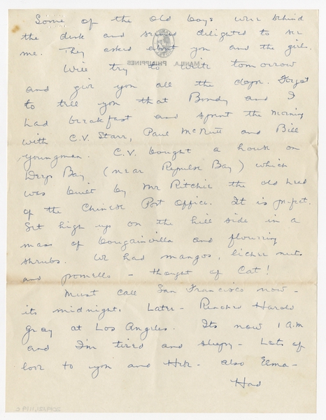 Image: correspondence: Harold M. Bixby to Debby Bixby