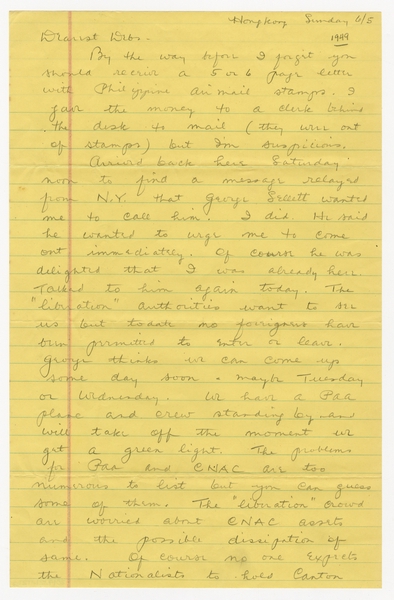 Image: correspondence: Harold M. Bixby to Debby Bixby