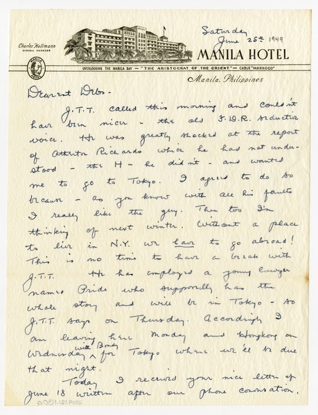 Image: correspondence: Harold M. Bixby to Debby Bixby