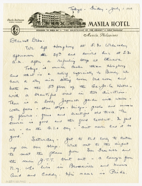 Image: correspondence: Harold M. Bixby to Debby Bixby