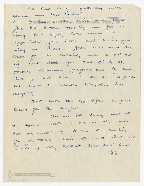 Image: correspondence: Harold M. Bixby to Debby Bixby
