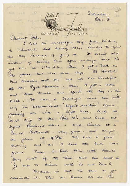 Image: correspondence: Harold M. Bixby to Debby Bixby