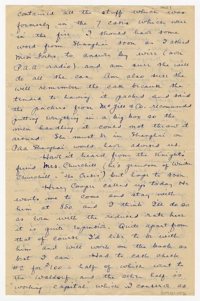 Image: correspondence: Harold M. Bixby to Debby Bixby