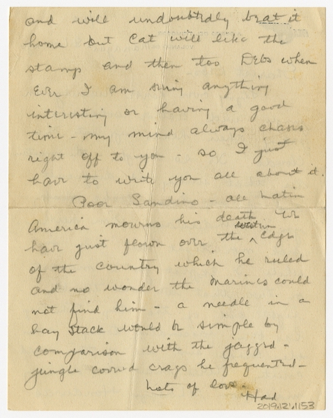 Image: correspondence: Harold M. Bixby to Debby Bixby