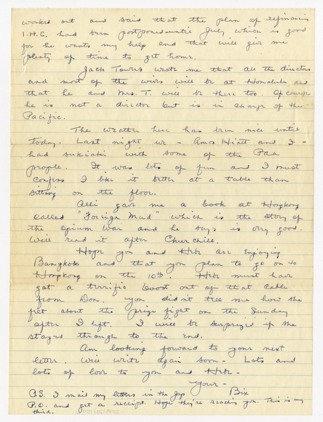 Image: correspondence: Harold M. Bixby to Debby Bixby