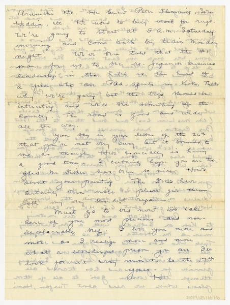 Image: correspondence: Harold M. Bixby to Debby Bixby
