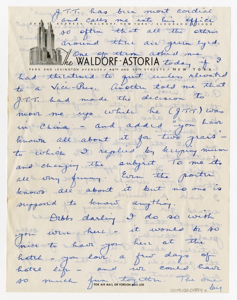 Image: correspondence: Harold M. Bixby to Debby Bixby
