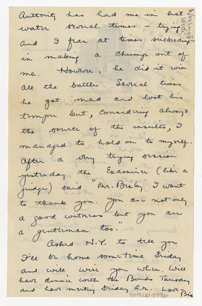 Image: correspondence: Harold M. Bixby to Debby Bixby