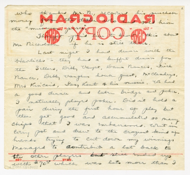 Image: correspondence: Harold M. Bixby to Debby Bixby