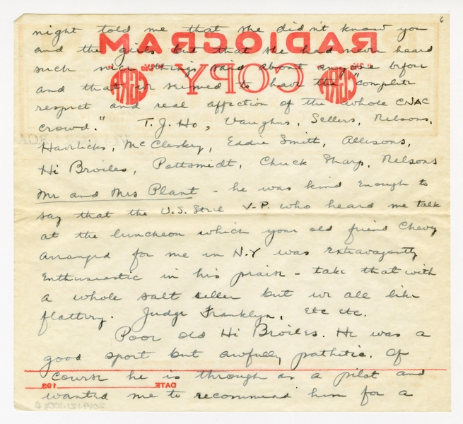 Image: correspondence: Harold M. Bixby to Debby Bixby