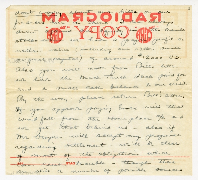 Image: correspondence: Harold M. Bixby to Debby Bixby