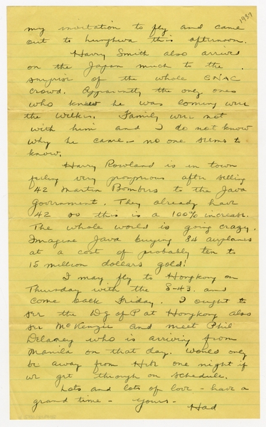 Image: correspondence: Harold M. Bixby to Debby Bixby