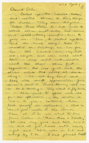 Image: correspondence: Harold M. Bixby to Debby Bixby