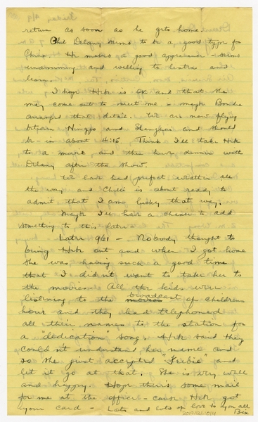 Image: correspondence: Harold M. Bixby to Debby Bixby