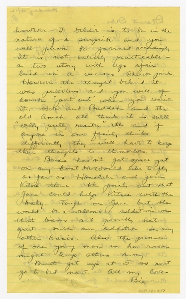 Image: correspondence: Harold M. Bixby to Debby Bixby