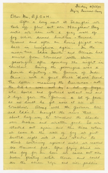 Image: correspondence: Harold M. Bixby to his family