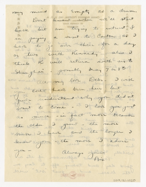 Image: correspondence: Harold M. Bixby to Debby Bixby