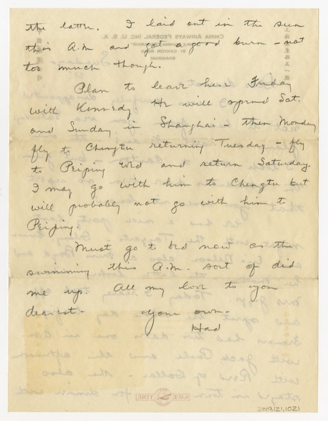 Image: correspondence: Harold M. Bixby to Debby Bixby