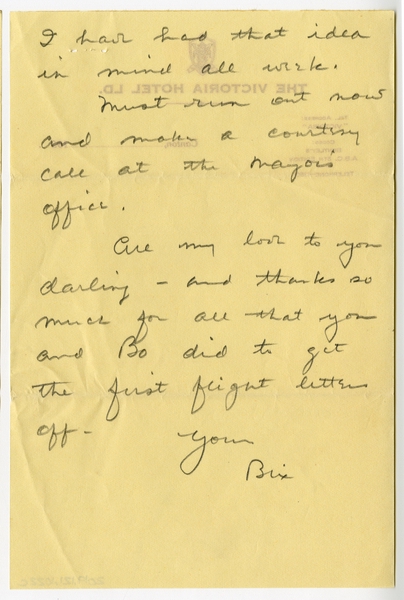 Image: correspondence: Harold M. Bixby to Debby Bixby