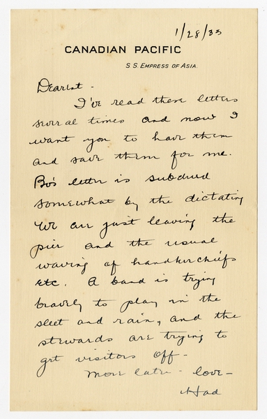 Image: correspondence: Harold M. Bixby to Debby Bixby