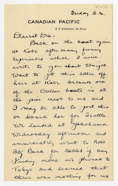 Image: correspondence: Harold M. Bixby to Debby Bixby