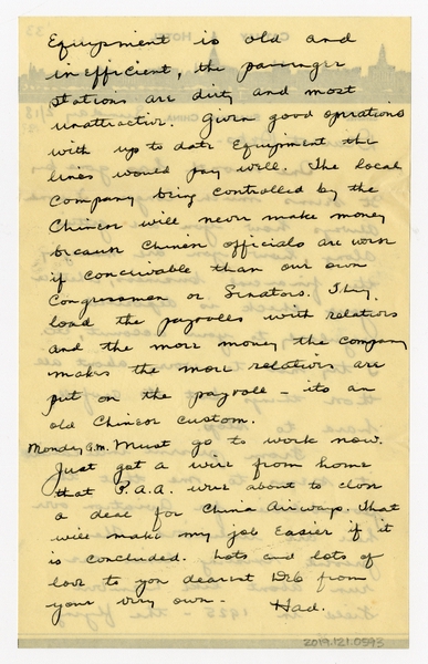 Image: correspondence: Harold M. Bixby to Debby Bixby